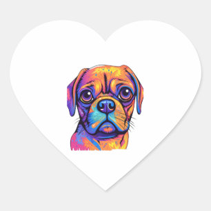 Sticker Cœur Carlin Tête Face Propriétaire du Carlin Carlin Lov