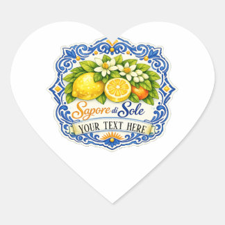 Sticker Cœur Carrelage Méditerranéen Citron – Art à l'aquarell