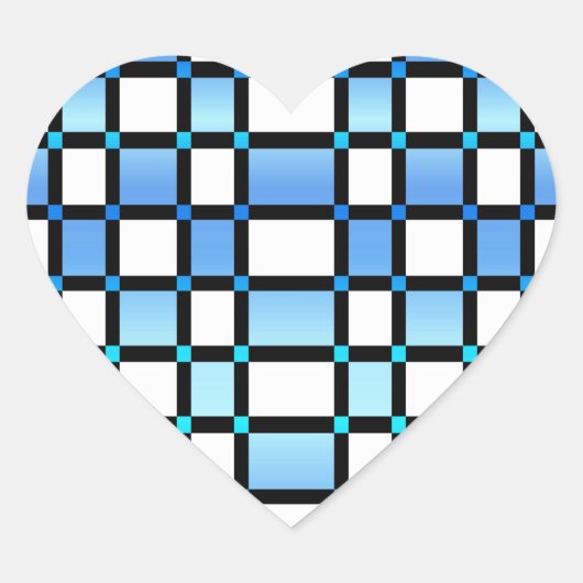 Sticker Cœur Carrelage moderne Carré Bleu Et Noir (Devant)