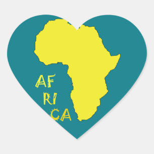 Sticker Cœur Carte d'Afrique jaune funky