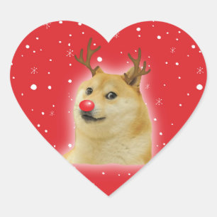 Sticker Cœur Carte de Noël de chien de meme Dogright Doggo roug