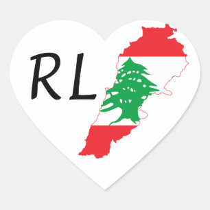 Sticker Cœur Carte du drapeau du Liban