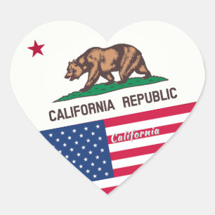 Sticker Cœur Carton classique de la Californie ronde