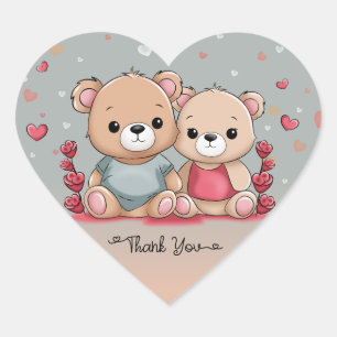 Sticker Cœur Cartoon mignon Teddy Valentine's Day Merci