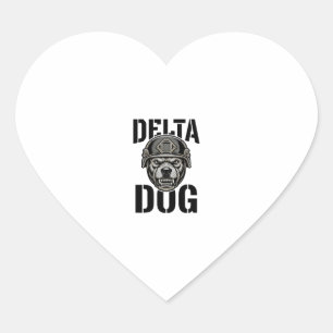 Sticker Cœur Casque Bulldog Delta Dog Design de gravure vintage