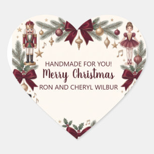 Sticker Cœur Casse-noisette élégant Fête de Noël du parti Cœur
