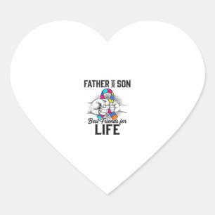 Sticker Cœur Casse-tête ruban père et fils meilleurs amis pour