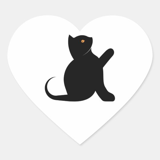 Sticker Cœur Cat dit bonjour (Devant)