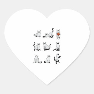 Sticker Cœur Cat Ghost Éffrayant Mignonne Halloween pour hommes