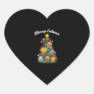 Sticker Cœur Cat Noël Arbre Noël Noël Noël Cadeau et cadeau