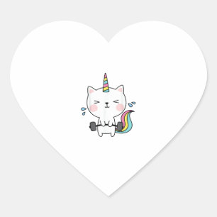 Sticker Cœur Cat Unicorn T Shirt Workit Gym Rainbow Caticorn C