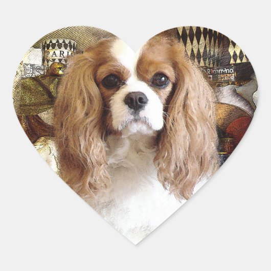 Sticker Cœur Cavalier King Charles Spaniel (Devant)