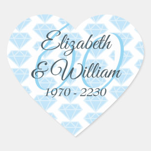 Sticker Cœur Célébration de diamant de 60e anniversaire de mari