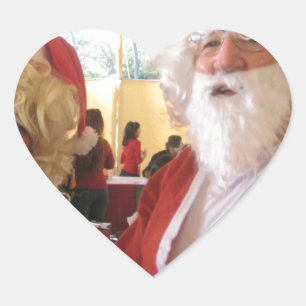 Sticker Cœur Célébration de Noël de père Noël et Mme Claus - Fe