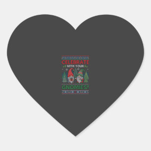 Sticker Cœur Célébrez Gnomies Noël Gnomes Arbres Renne