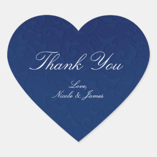 Sticker Cœur Cendrillon Marine Bleu Élégant Mariage de livre de