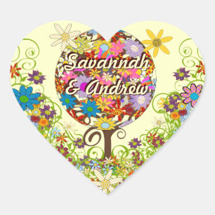 Sticker Cœur Cercle de Forêt Magique de l'Amour Mariage d'arbre