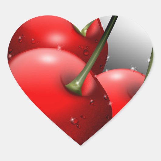 Sticker Cœur Cerises avec gouttes de ragoût (Devant)