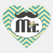 Sticker Cœur Chalkboard Mr Jaune et Green Zigzag Chevron (Devant)