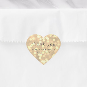 Sticker Cœur Champagne Bokeh   Merci professionnel personnalisé