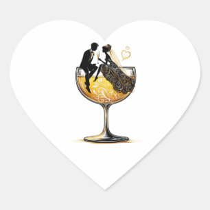 Sticker Cœur Champagne Couple