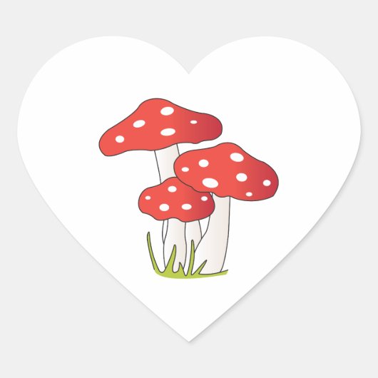 Sticker Cœur Champignons Polka Dot (Devant)