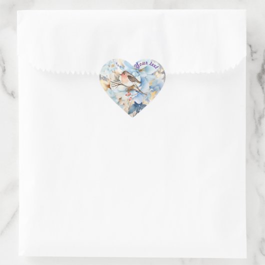 Sticker Cœur Chanson Oiseau & Fleurs (Sac)