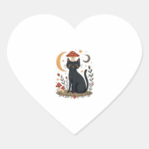 Sticker Cœur Chapeau de champignon pour chat Cottagecore chaton