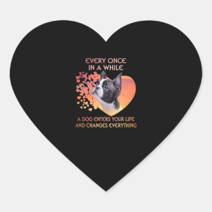 Sticker Cœur Chaque Fois Qu'Un Chien Entre Dans Votre Vie Bosto