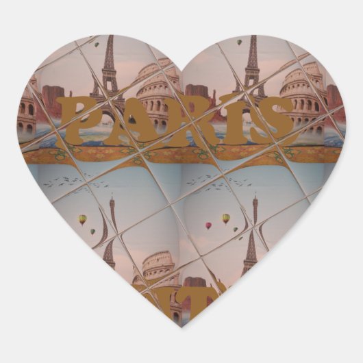 Sticker Cœur Charme De Paris Avec Amour J'aime Paris Design (Devant)