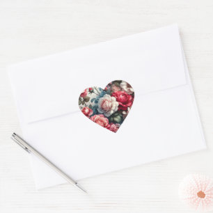 Sticker Cœur Charme floral de la rose intemporelle