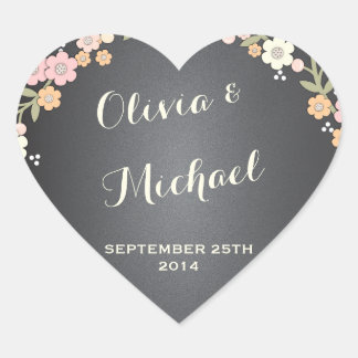 Sticker Cœur Charming Garden Floral Wreath Stick personnalisé