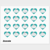 Sticker Cœur Chartreuse moderne Turquoise Mariage damassé (Feuille)