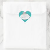 Sticker Cœur Chartreuse moderne Turquoise Mariage damassé (Sac)