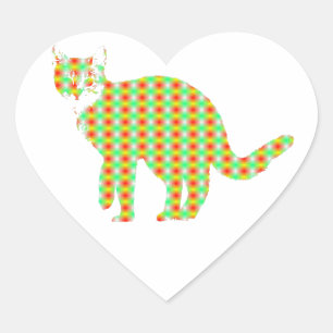 Sticker Cœur Chat à motifs