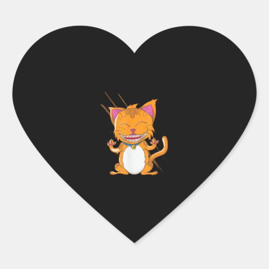 Sticker Cœur Chat avec bracelets (Devant)