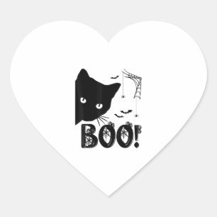 Sticker Cœur Chat Boo ! Drôle Masquer Peekaboo Effrayant Hallow