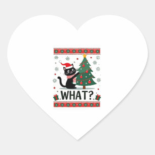 Sticker Cœur Chat Ce Chat Noir Drôle Poussant Arbre De Noël Ug