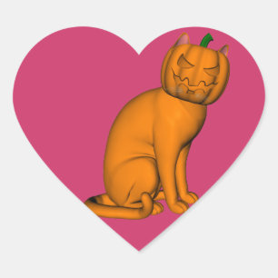 Sticker Cœur Chat d'Halloween bizarre