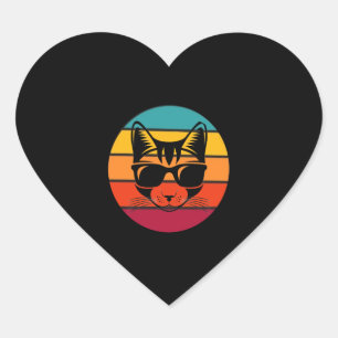 Sticker Cœur Chat drôle avec lunettes