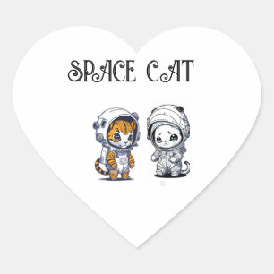 Sticker Cœur Chat drôle d'enfant en combinaison spatiale d'astr