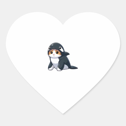 Sticker Cœur Chat en costume Orca (Devant)