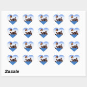 Sticker Cœur Chat et papillon (Feuille)