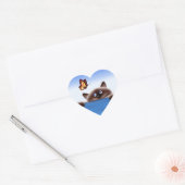 Sticker Cœur Chat et papillon (Enveloppe)