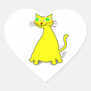 Sticker Cœur Chat gras jaune