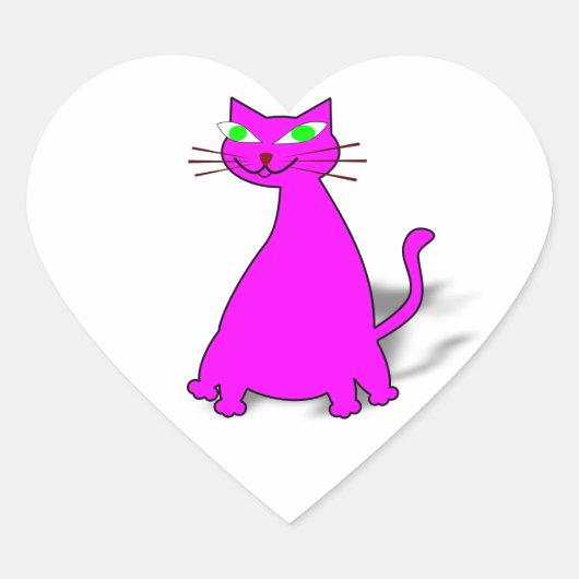 Sticker Cœur Chat gras rose (Devant)