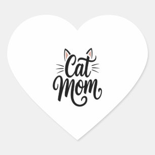 Sticker Cœur Chat Maman Whiskers et Oreilles