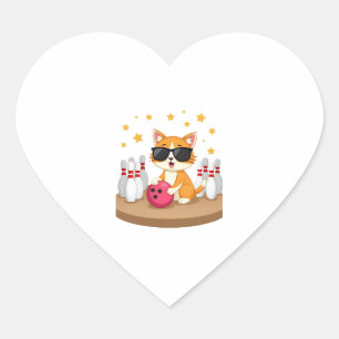 Sticker Cœur Chat mignon Avec Lunettes De Soleil Chat Jouer Bow