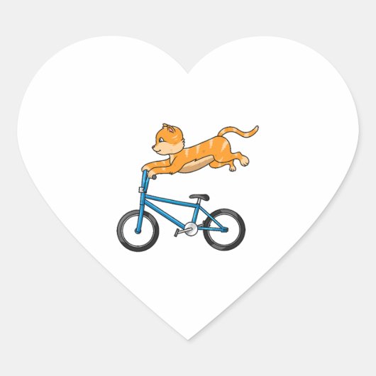 Sticker Cœur Chat Monte Un Bmx (Devant)