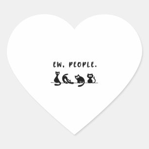 Sticker Cœur chat noir drôles femmes nouvelles personnes méowy